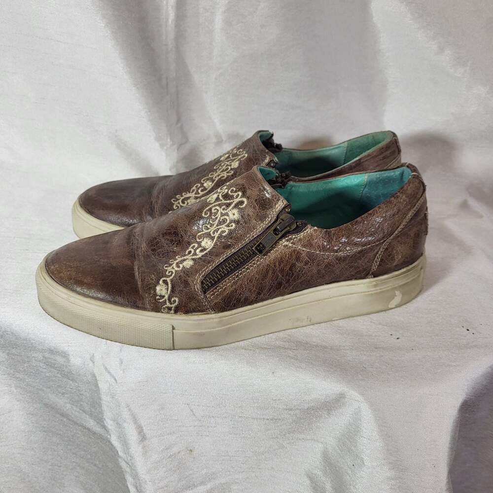 CORRAL CRATER INLAY Women's Slip On Shoes Brown Leather Embroidered size 9.5